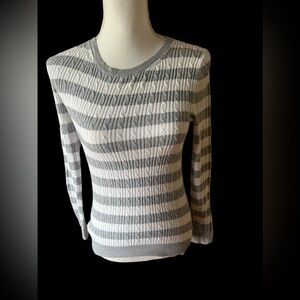 Striped Sweater Crewneck Long Sleeve Knit Pullover Casual Top